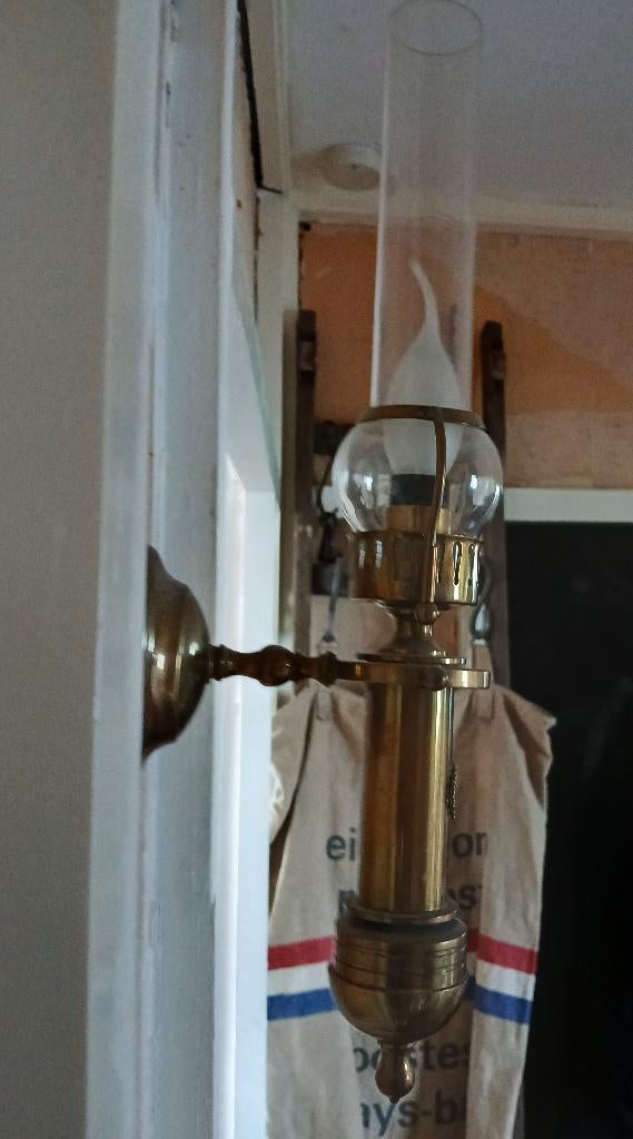 Antiek lamp cardanische scheepslamp messing kantelbaar, Antiek en Kunst, Antiek | Lampen, Ophalen of Verzenden