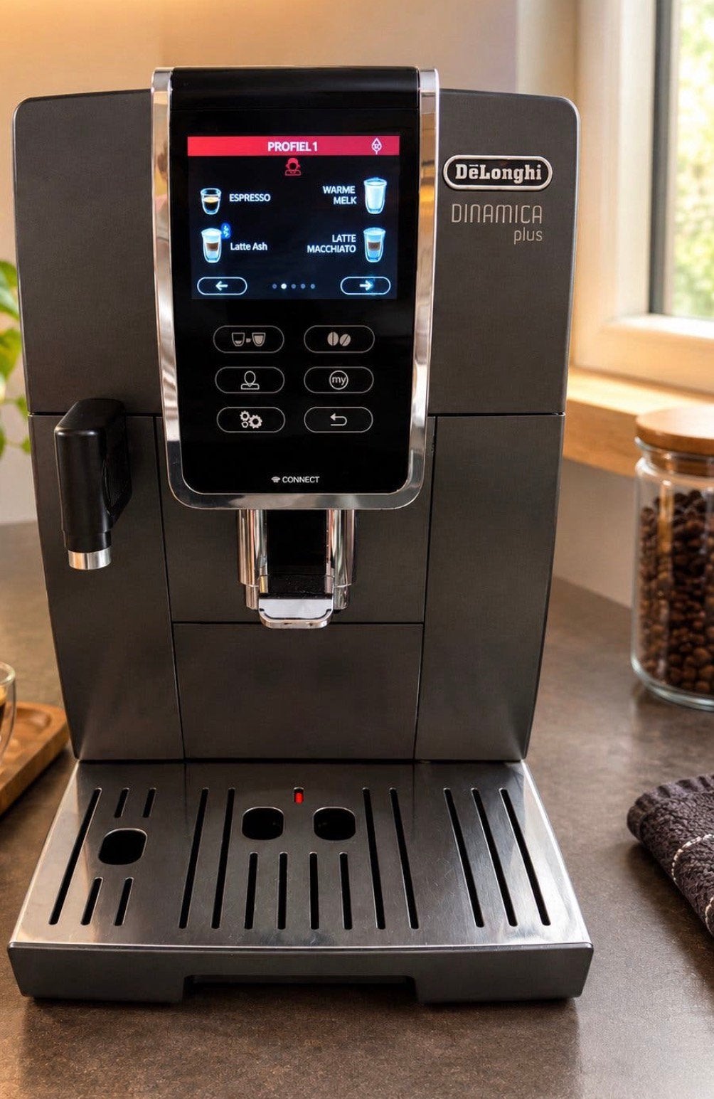 De'Longhi Dinamica Plus volautomatische espressomachine, Afneembaar waterreservoir, Espresso apparaat, Zo goed als nieuw, Koffiebonen