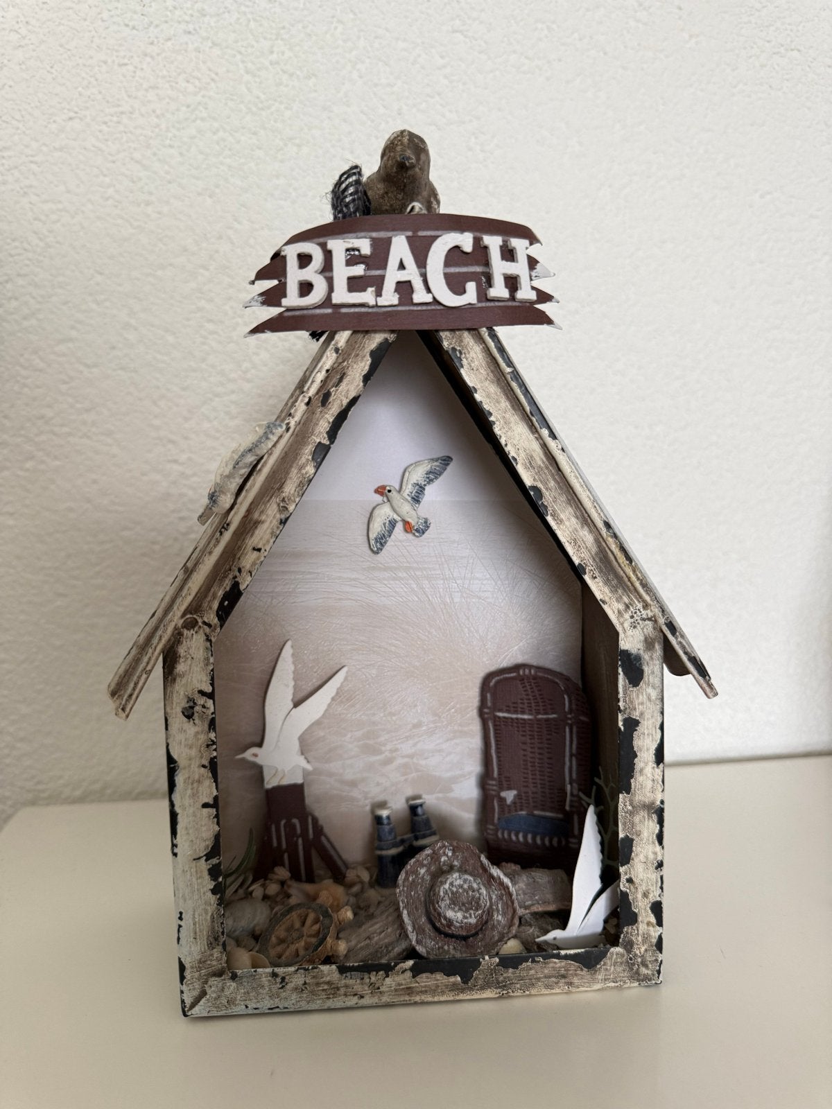 Decoratief huisje 'Beach' met maritieme elementen, Hout, Gebruikt, Meerkleurig, Ophalen of Verzenden