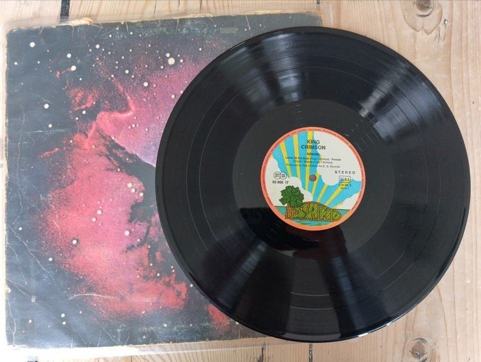 King Crimson - Islands LP 1971(oude hoes, spetters/spatjes), LP, Rock, Gebruikt, Ophalen of Verzenden