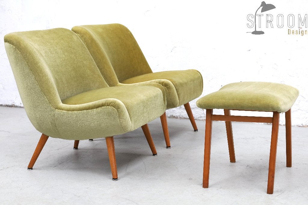 Jaren 50 Limegreen Cocktailchairs Fauteuils Vintage Design, Huis en Inrichting, Ophalen, De Sede Cassina B&B Italia Ligne Roset Togo Vitra Eames Retro