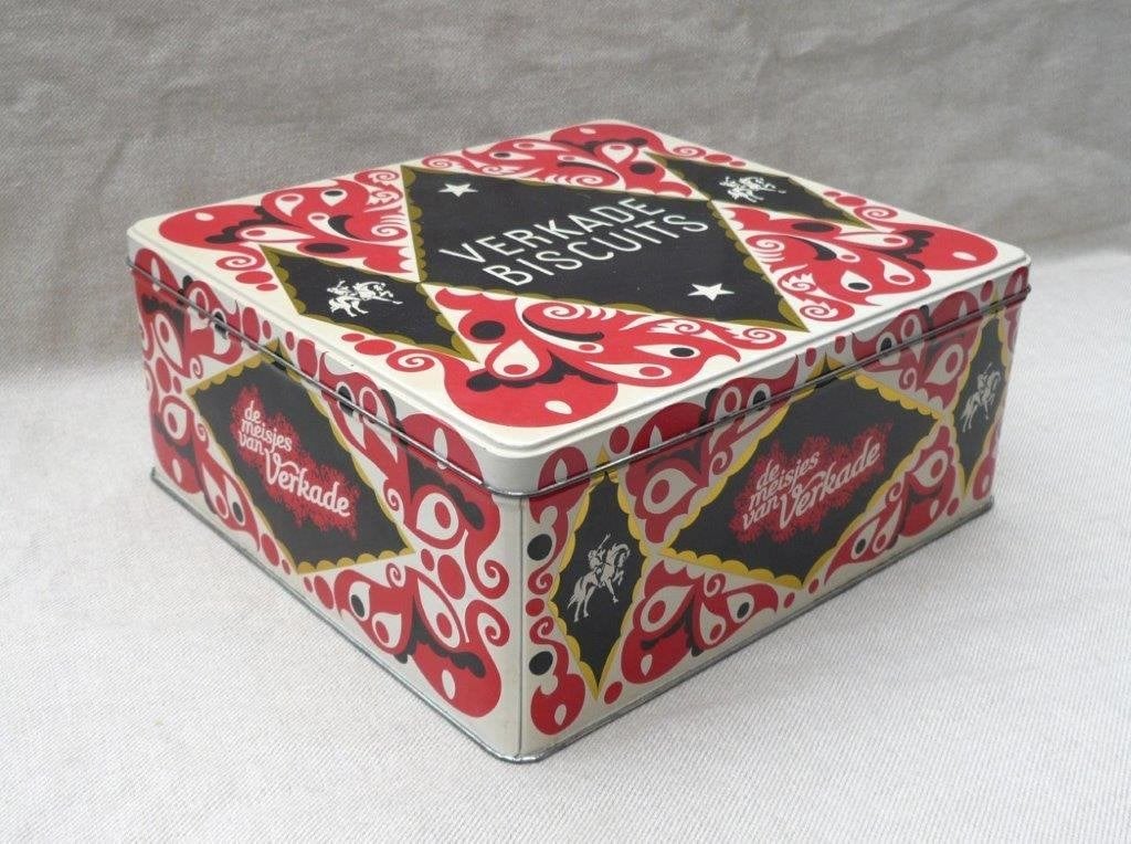 Blik (leeg). Biscuits de meisjes van verkade Zaandam, Ophalen of Verzenden, Gebruikt, Koek(jes), Verkade