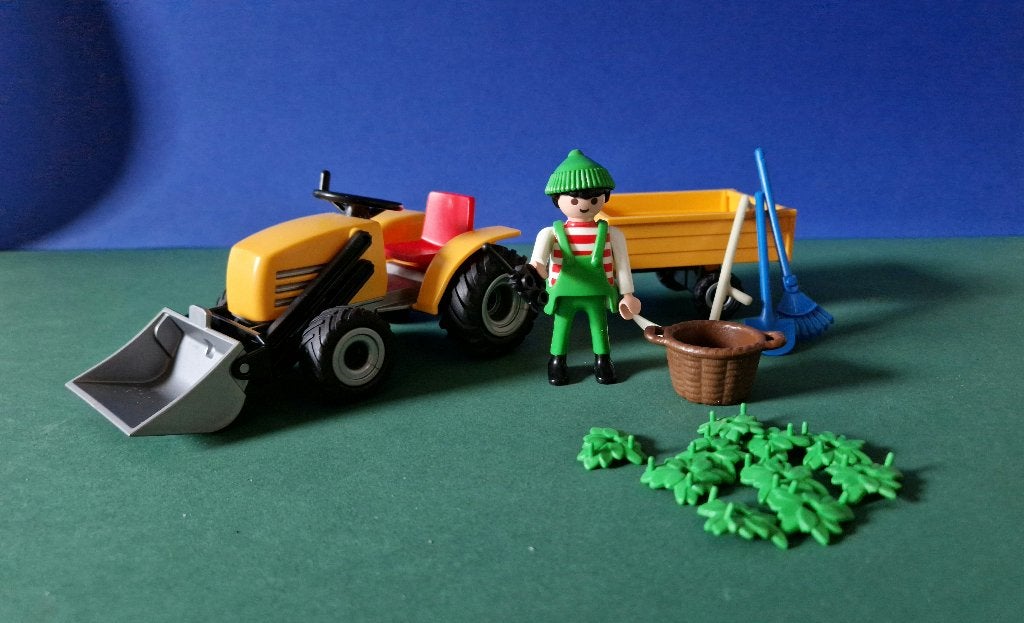 4486 Playmobil tractor met aanhanger en tuinman, Gebruikt, Complete set, Voertuig, Ophalen of Verzenden