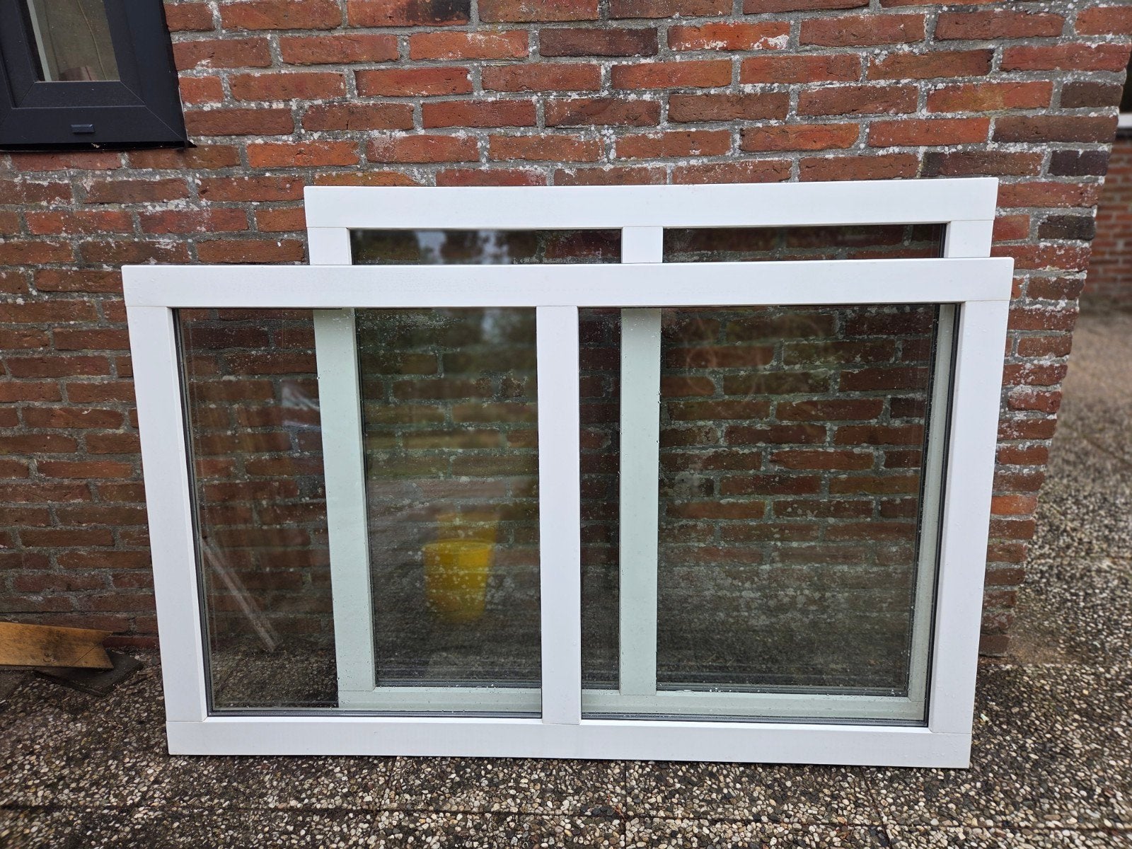 2 Kunststof kozijnen dubbele ramen met dubbelglas, Gevelraam of Ruit, Gebruikt, 80 tot 120 cm, Ophalen of Verzenden