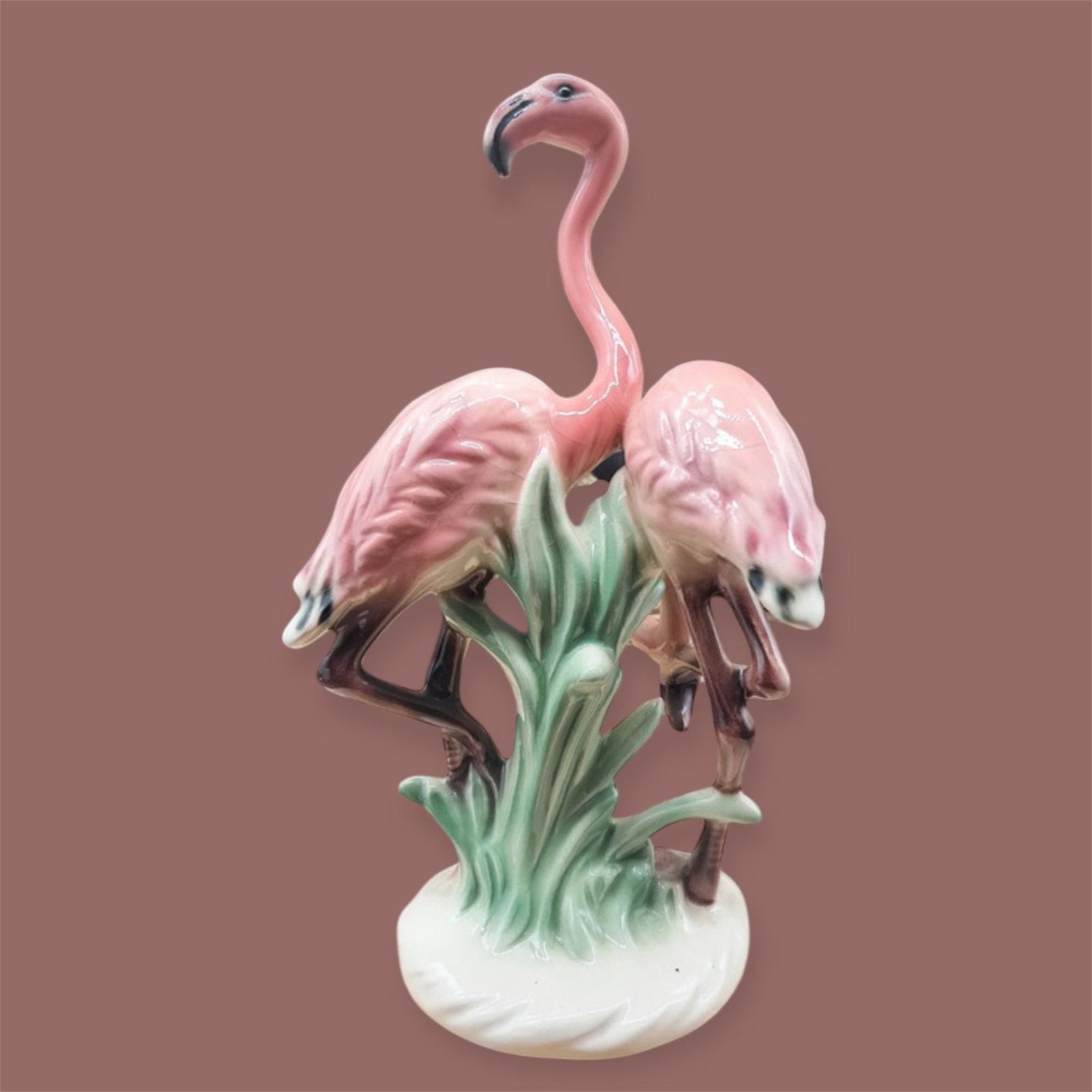 Vintage porselein figurine statue paar roze flamingo’s, Verzenden