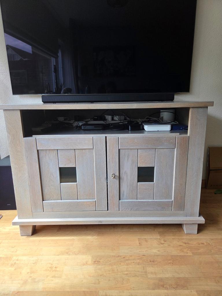 Eiken TV-kast van de Bommel, geolied, 113x79x60 cm, Ophalen, Gebruikt, 100 tot 150 cm, Eikenhout