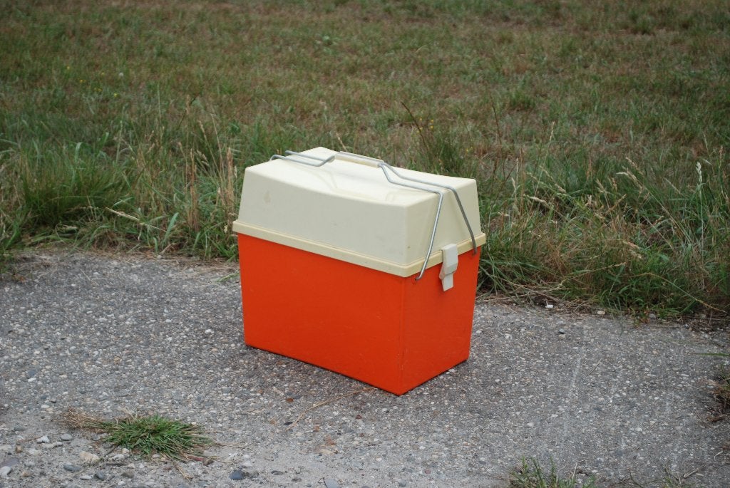 Vintage oranje koelbox Curver, Ophalen, Gebruikt, Koelbox, Curver