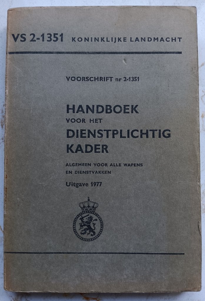 VS 2-1351 Handboek voor het Dienstplichtig Kader, KL, 1977, Ophalen of Verzenden, Landmacht, Nederland, Boek of Tijdschrift