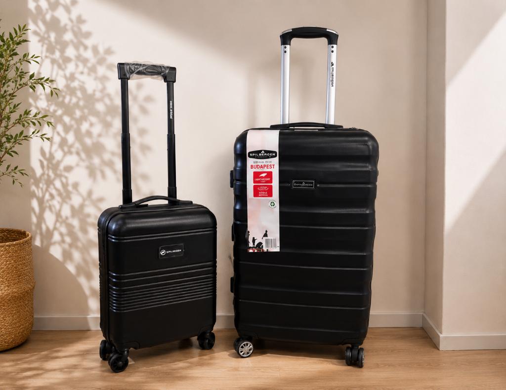 2 NIEUWE koffers set – handbagage + ruimbagage, Ophalen, Wieltjes, 50 tot 60 cm, Hard kunststof