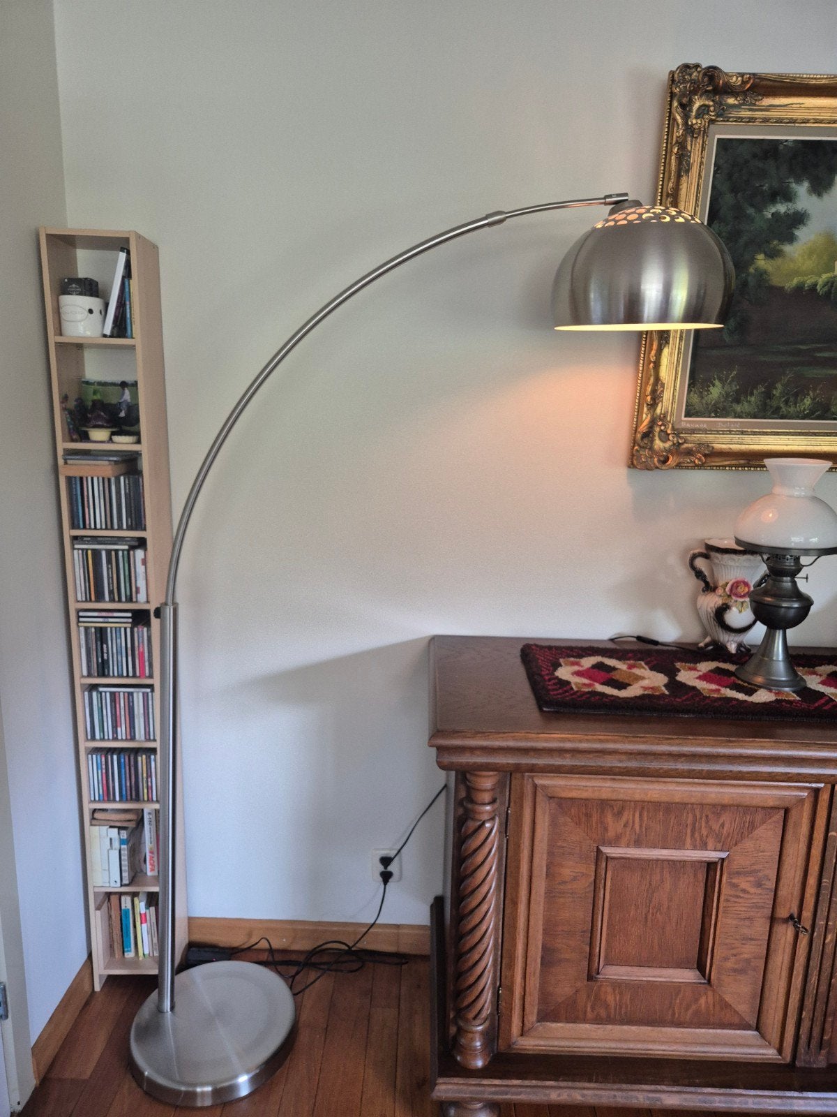Booglamp zilver kleurig Rvs, Huis en Inrichting, Ophalen, Zo goed als nieuw, 150 tot 200 cm