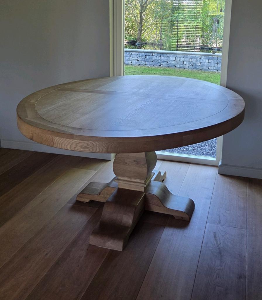 Ovale eiken keukentafel van Rofra Home - 185x135 cm, Ophalen, 100 tot 150 cm, Eikenhout, Zo goed als nieuw