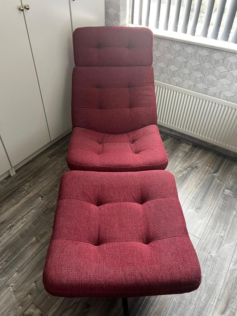 IKEA Havberg Relaxfauteuil + Voetenbank, Huis en Inrichting, Ophalen, Zo goed als nieuw, Rood, Eén
