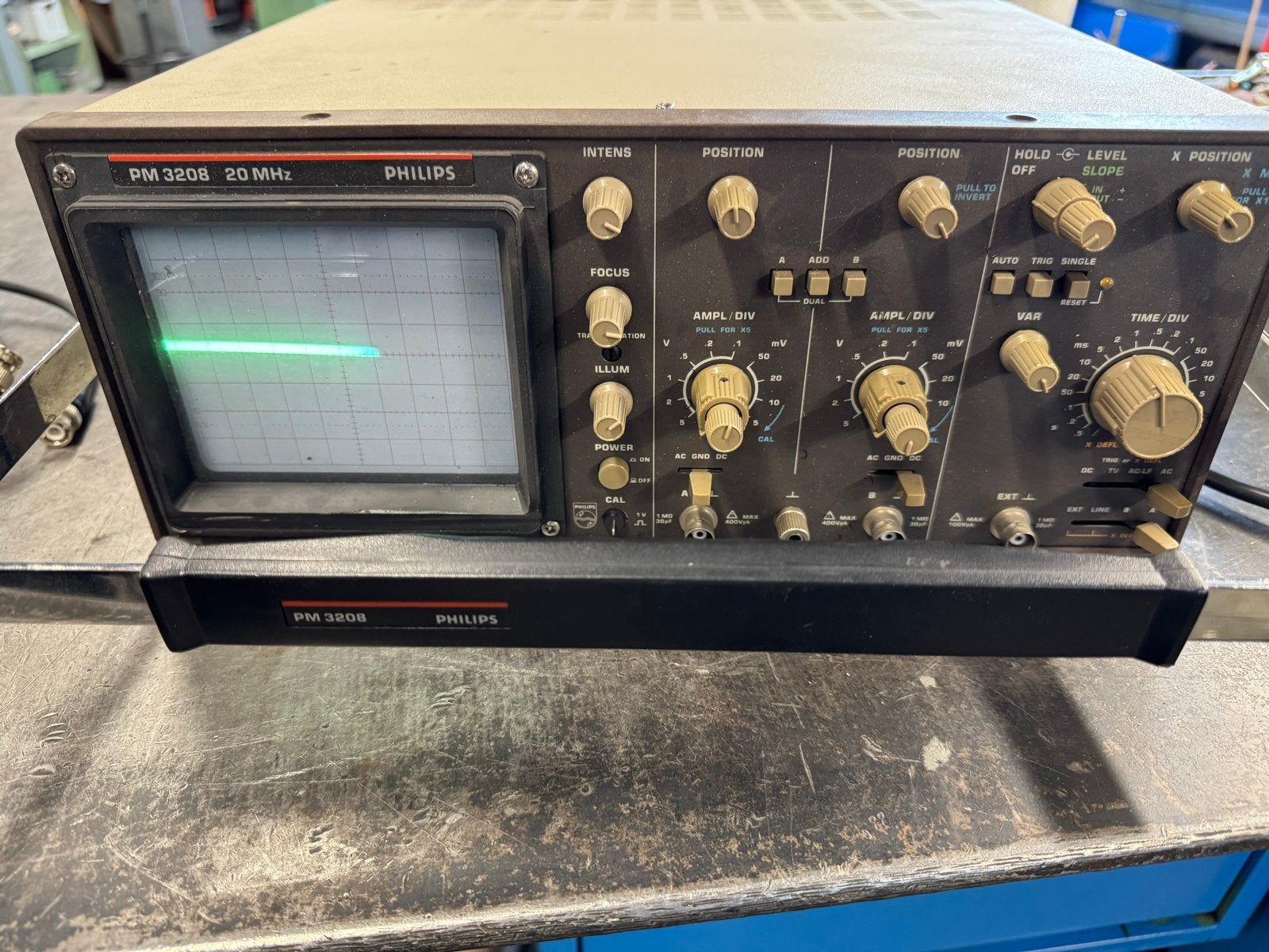 Philips PM 3208 20 MHz Dual Channel Oscilloscoop, Ophalen of Verzenden, Gebruikt, Elektriciteit