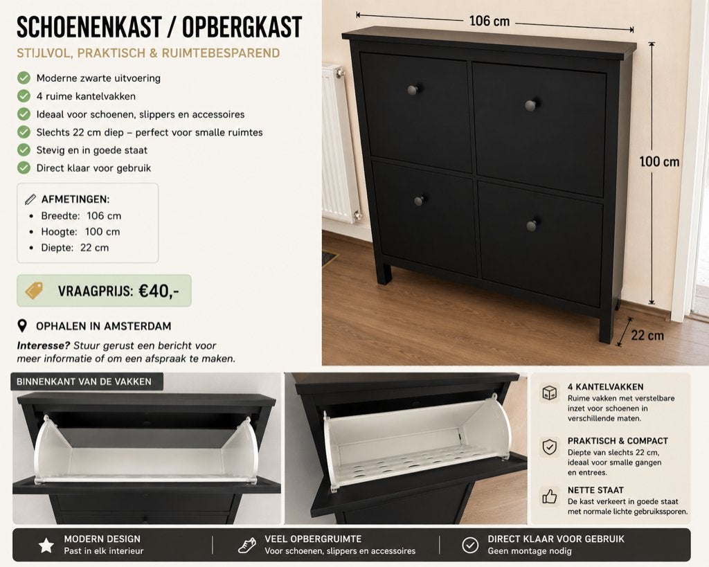 Schoenenkast te koop, Ophalen, Gebruikt