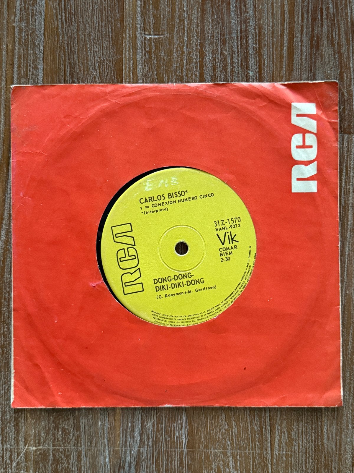 Carlos Bisso Dong-Dong Diki-Diki-Dong (Golden Earring), Latin en Salsa, Gebruikt, 7 inch, Ophalen of Verzenden