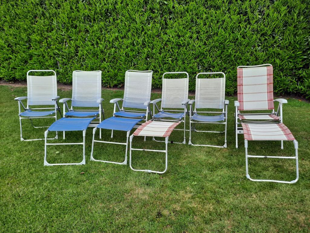 Dukdalf Campingstoelen met Voetensteunen - Complete Set, Caravans en Kamperen, Ophalen of Verzenden, Gebruikt