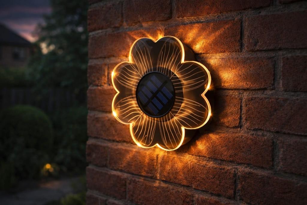 Solar LED Wandlamp Bloem - Sfeervol, Zonne-energie, Kunststof, Minder dan 50 watt, Wandlamp