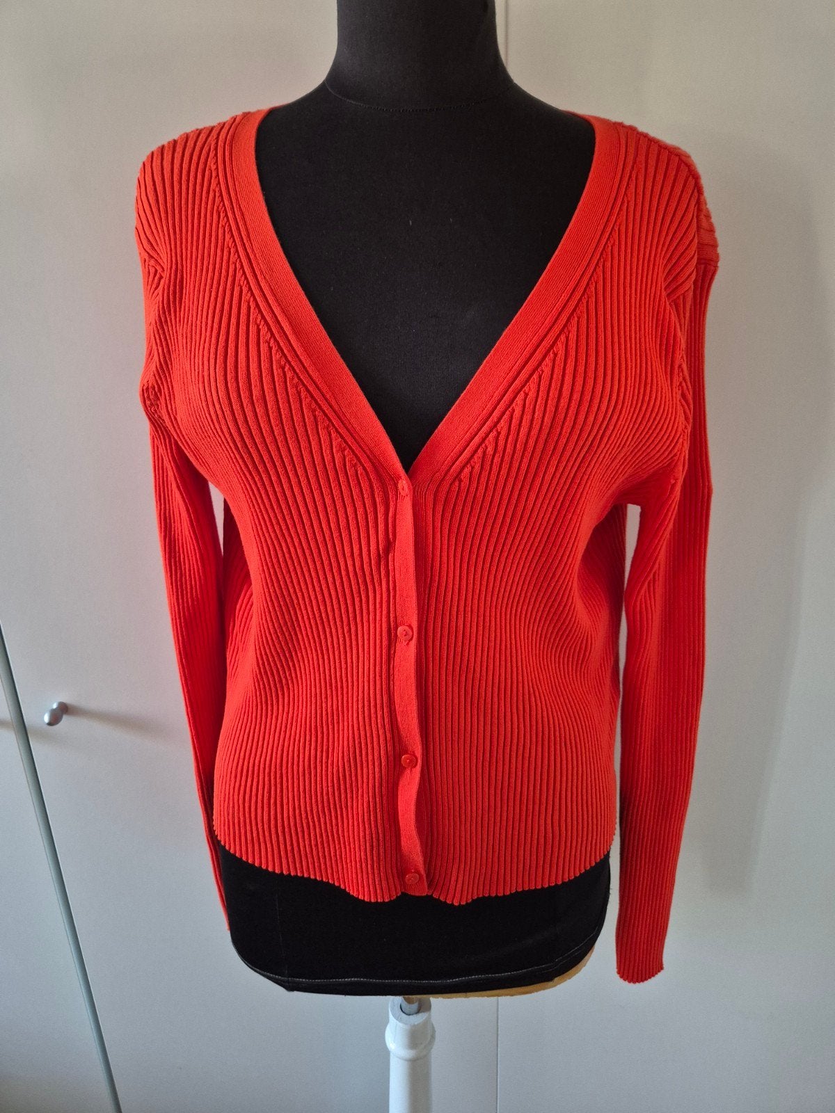 Fijngebreid oranje geribd H&M vest – maat XXL **zgan**, Kleding | Dames, H&M, Maat 46/48 (XL) of groter, Oranje, Ophalen of Verzenden
