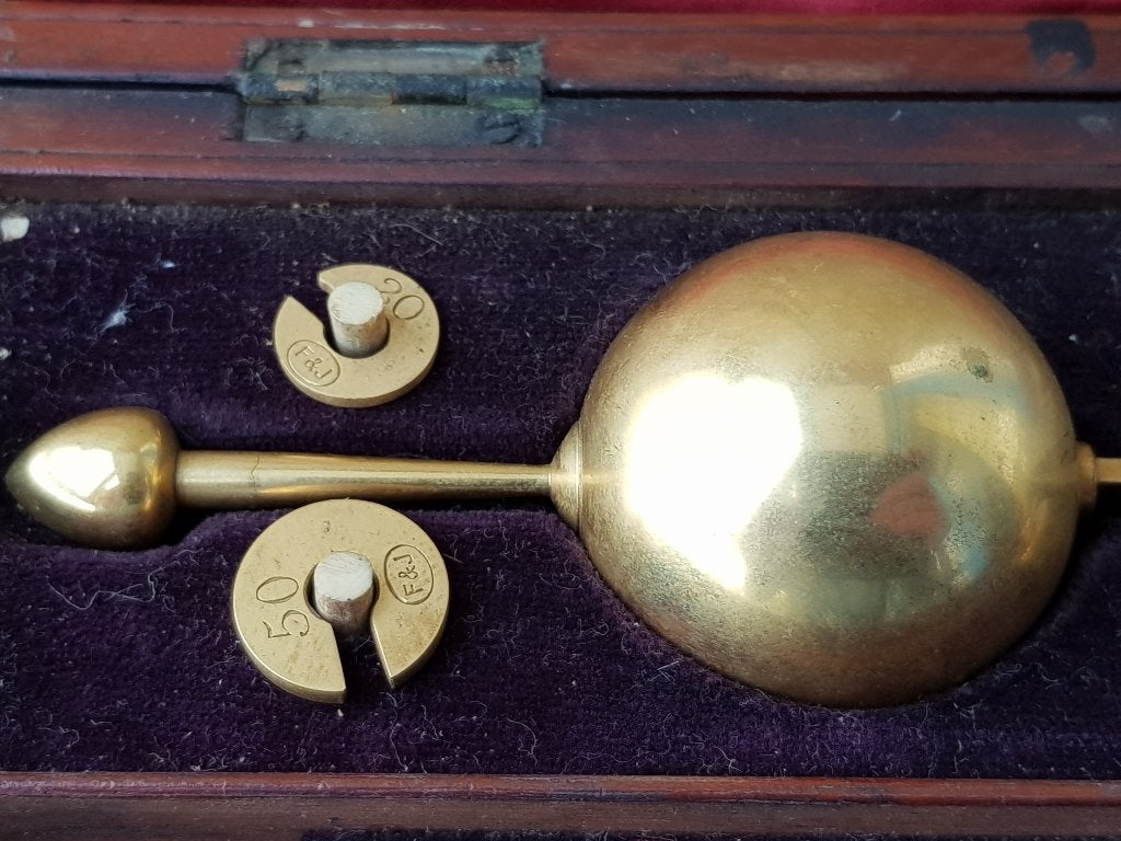 Mooie antieke Sikes London hydrometer uit Engeland in kistje, Ophalen of Verzenden