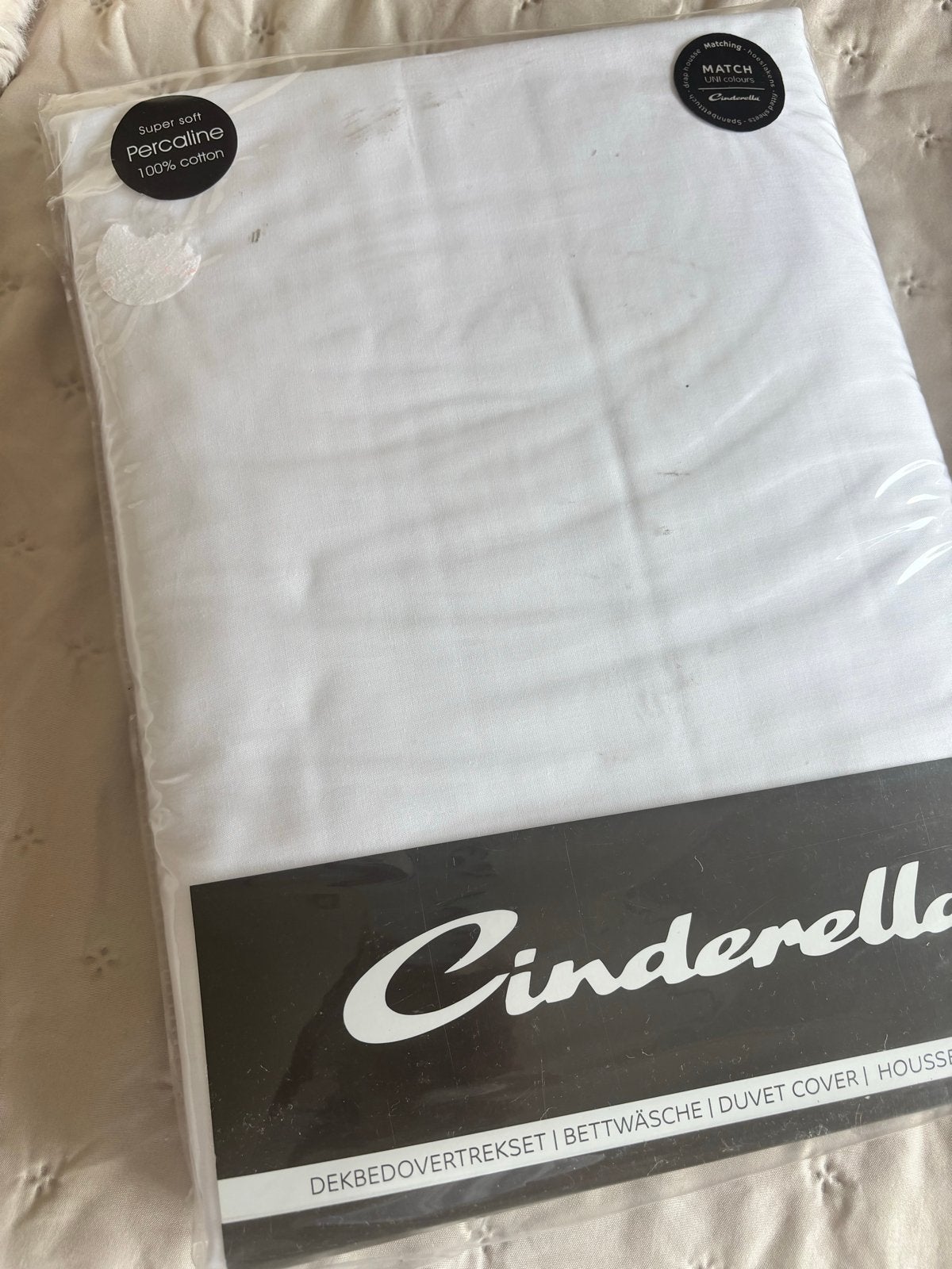 Cinderella Dekbedovertrek Nieuw 200x200/220, Huis en Inrichting, Slaapkamer | Beddengoed, Wit, Dekbedovertrek, Katoen, Ophalen of Verzenden