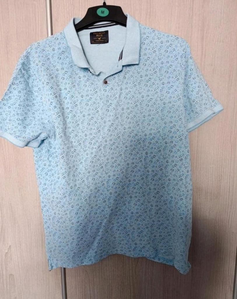 Lichtblauwe polo met print - Maat XXL, Kleding | Heren, Blauw, Overige maten, Ophalen of Verzenden, Zo goed als nieuw