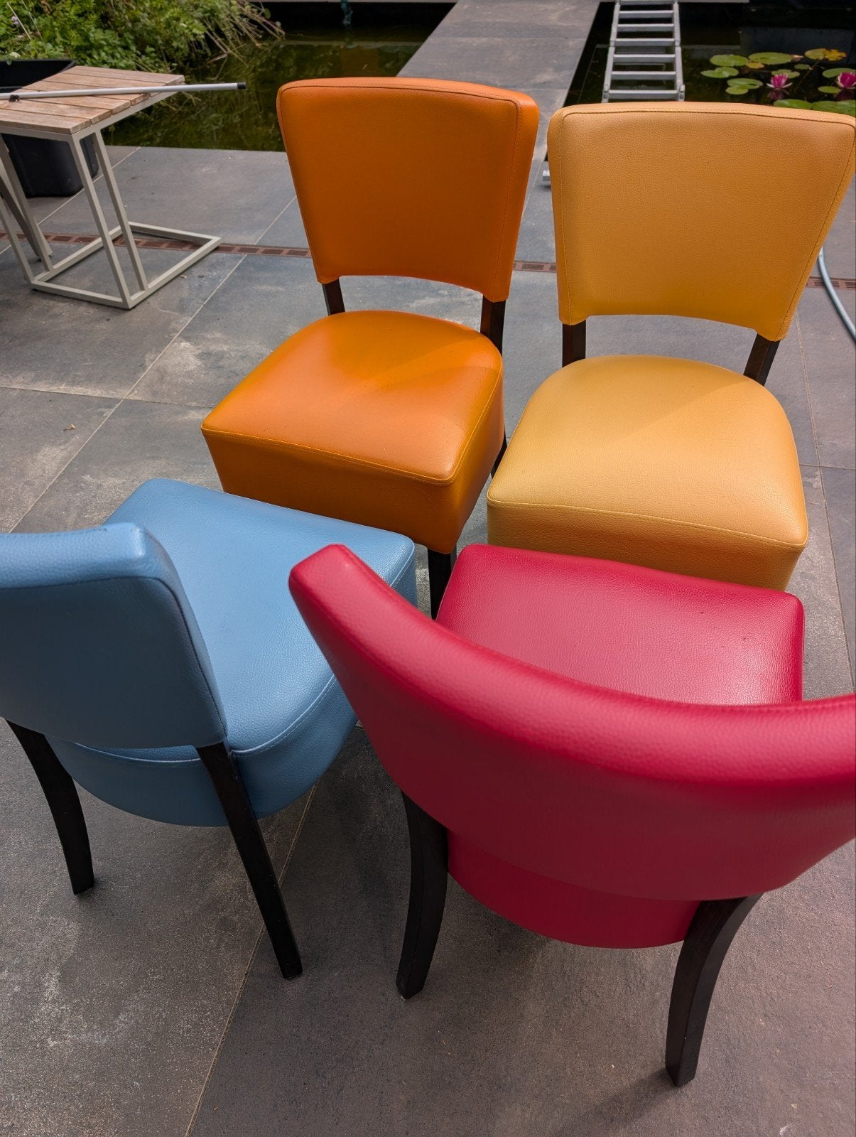 4 leuke gekleurde stoelen. T.e.a.b., Ophalen, Gebruikt, Overige kleuren, Vier