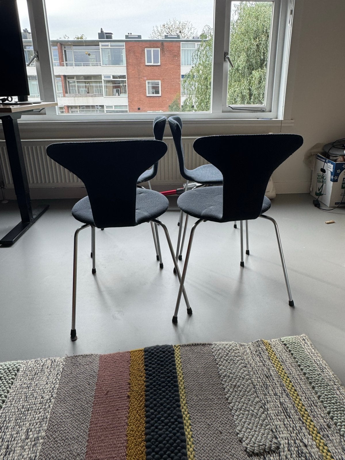 4 Fritz Hansen Vlinderstoelen - Donkerblauw, Ophalen, Gebruikt, Blauw, Vier