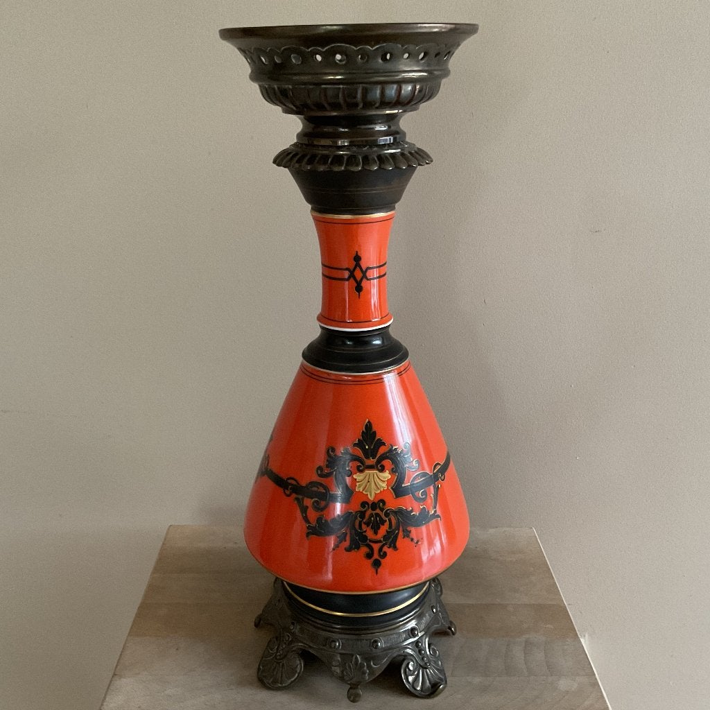 Antieke unieke 19de eeuwse lampenvoet zeer mooi gedecoreerd, Antiek en Kunst, Verzenden