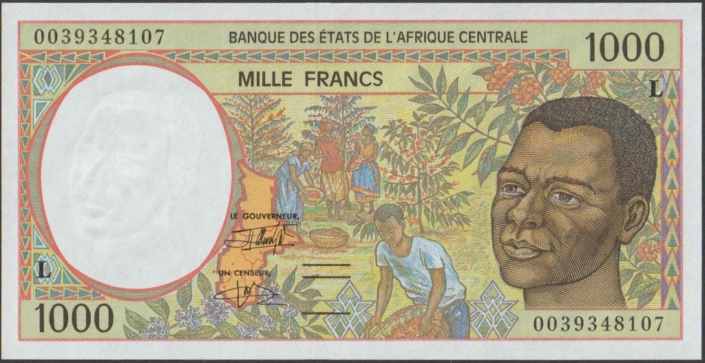 C.A.S. Gabon 1000 francs 2000 aUNC p.402Lg (# 356), Verzenden, Overige landen, Los biljet