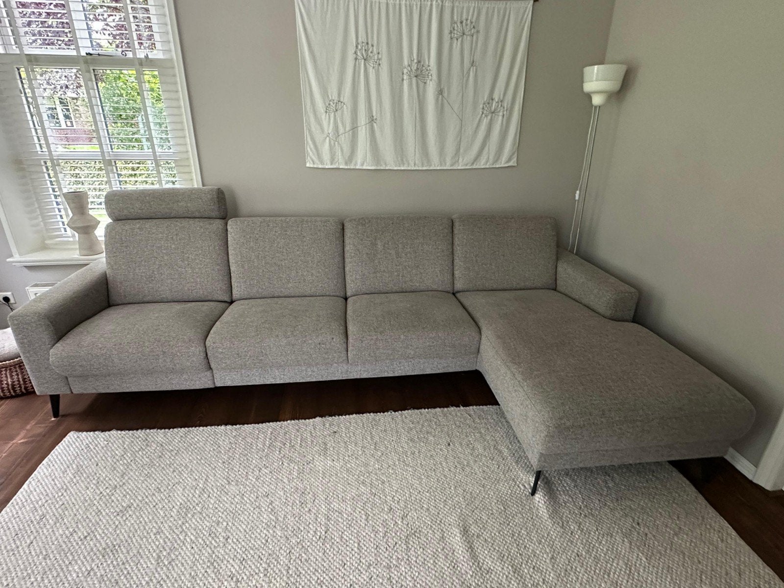 Hoekbank met longchair en  elektrische relax, Ophalen, Gebruikt, Stof