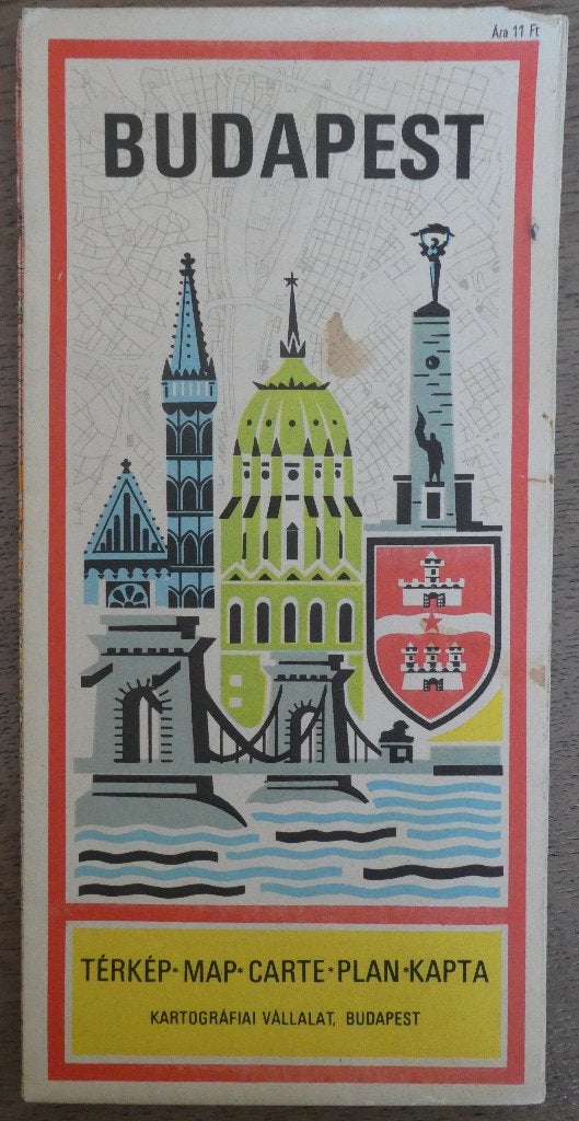 vintage plattegrond - stratengids van Budapest 1985, Gelezen, Kartográfiai Vállalat, Landkaart, 1800 tot 2000
