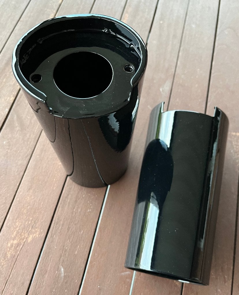 Harley bovenste voorvork covers, zwart glans, asymmetrische, Ophalen