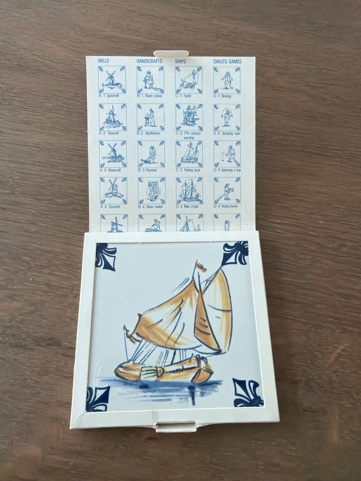 KLM Business Class Delfts Blauw Tegel/onderzetter /Zeilschip, Verzamelen, KLM Huisjes, Ophalen of Verzenden, Nieuw