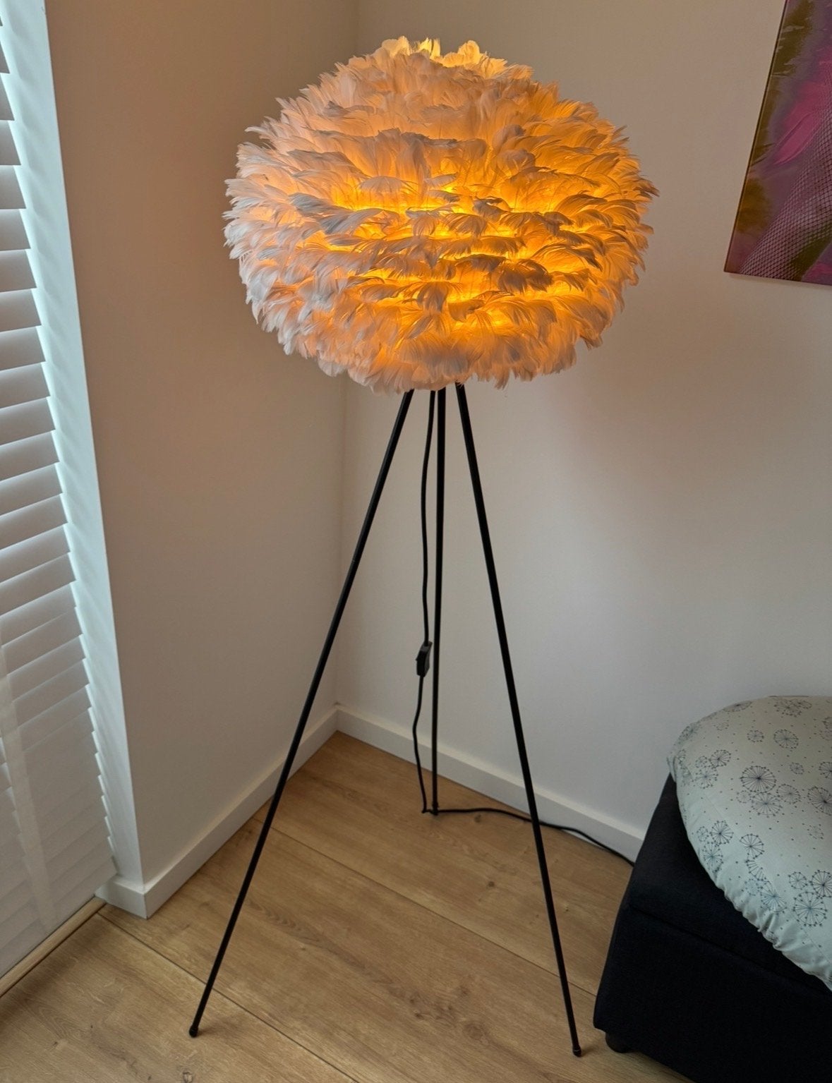 Umage EOS staande vloerlamp - Verenlamp - Grijs - Medium, 100 tot 150 cm, Natuurlijk materiaal, Zo goed als nieuw, E27 (groot)