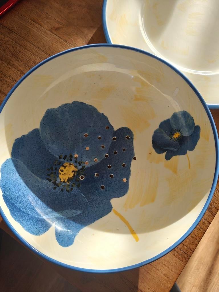 Vintage Franse fruitest van aardewerk met bloemmotief, Antiek en Kunst, Ophalen of Verzenden