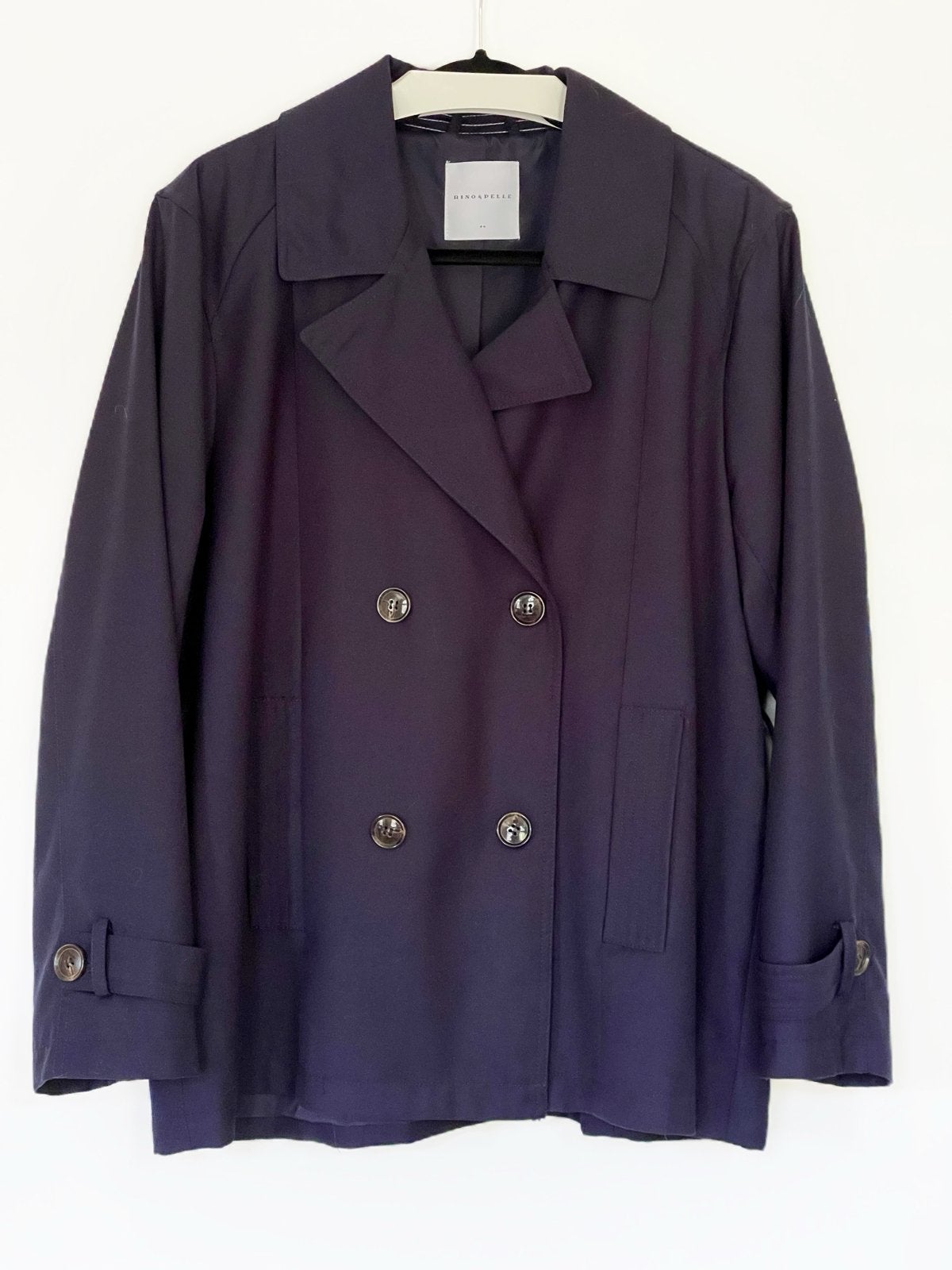 Rino & Pelle korte trenchcoat, donkerblauw, maat 44, Kleding | Dames, Jassen | Zomer, Ophalen of Verzenden, Zo goed als nieuw