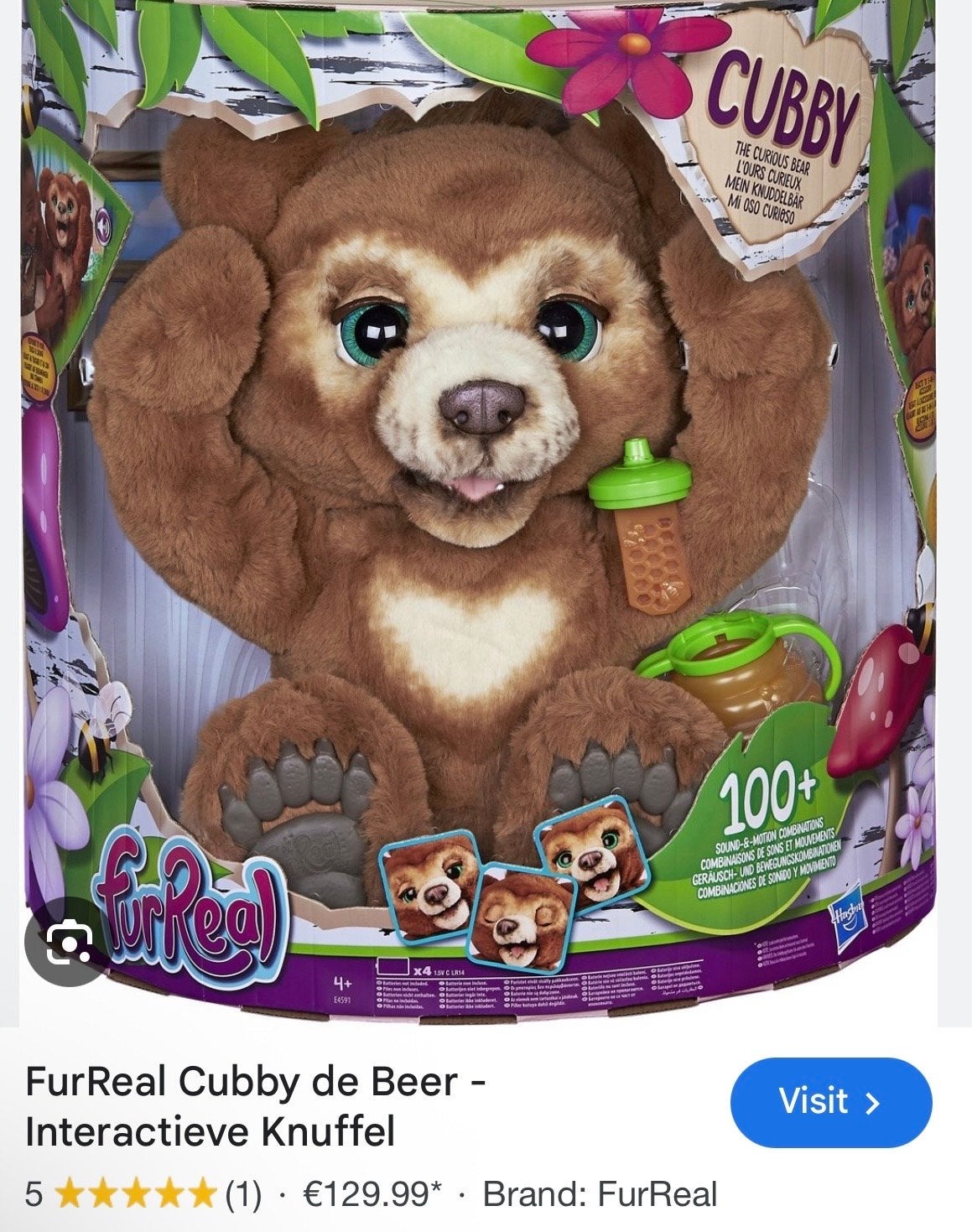 FurReal Cubby de Beer - Interactieve Knuffel, Kinderen en Baby's, Speelgoed | Knuffels en Pluche, Ophalen, Overige merken, Beer
