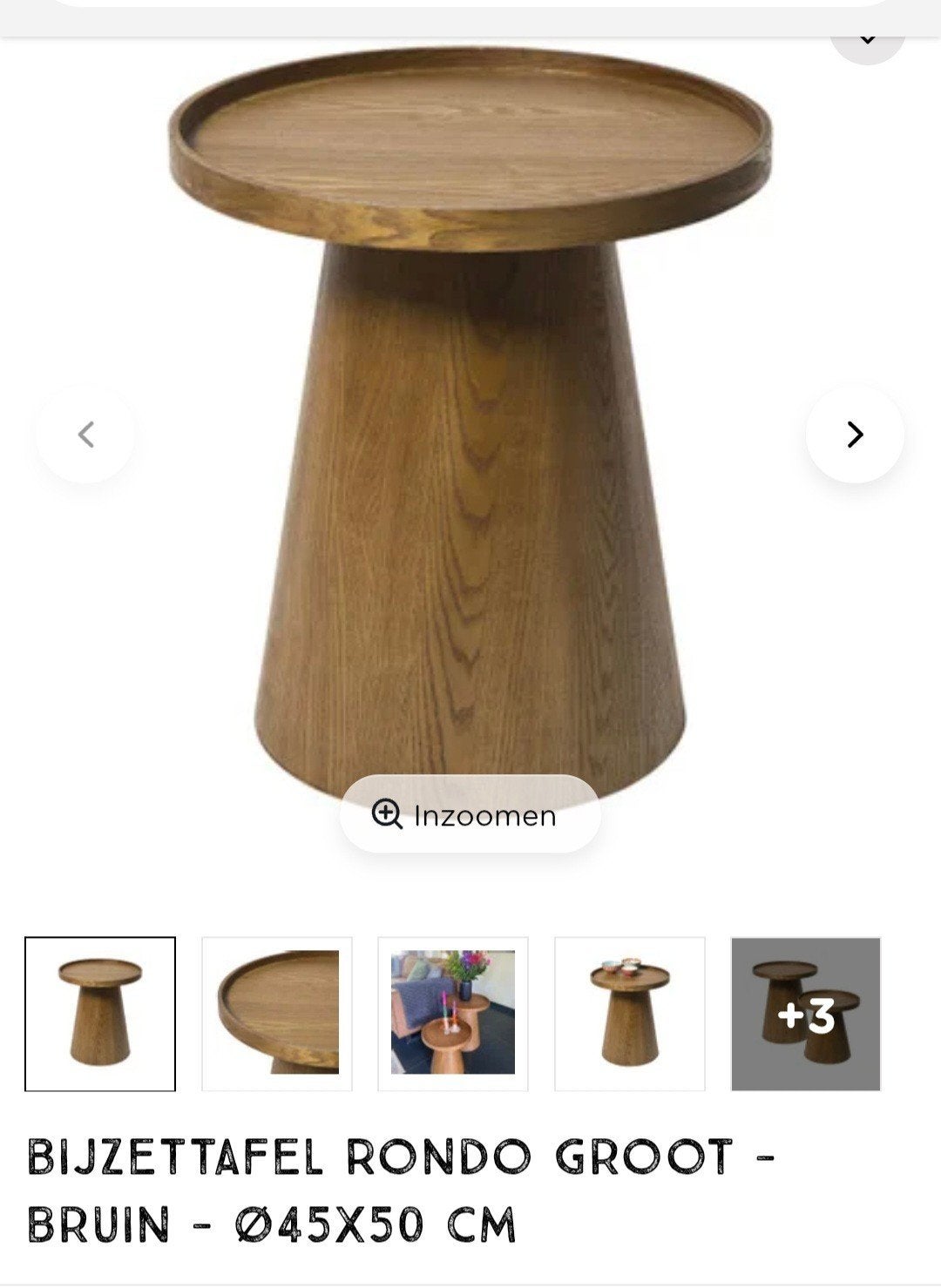 Ronde bijzettafel salontafel, Minder dan 55 cm, Rond, Nieuw, Hout