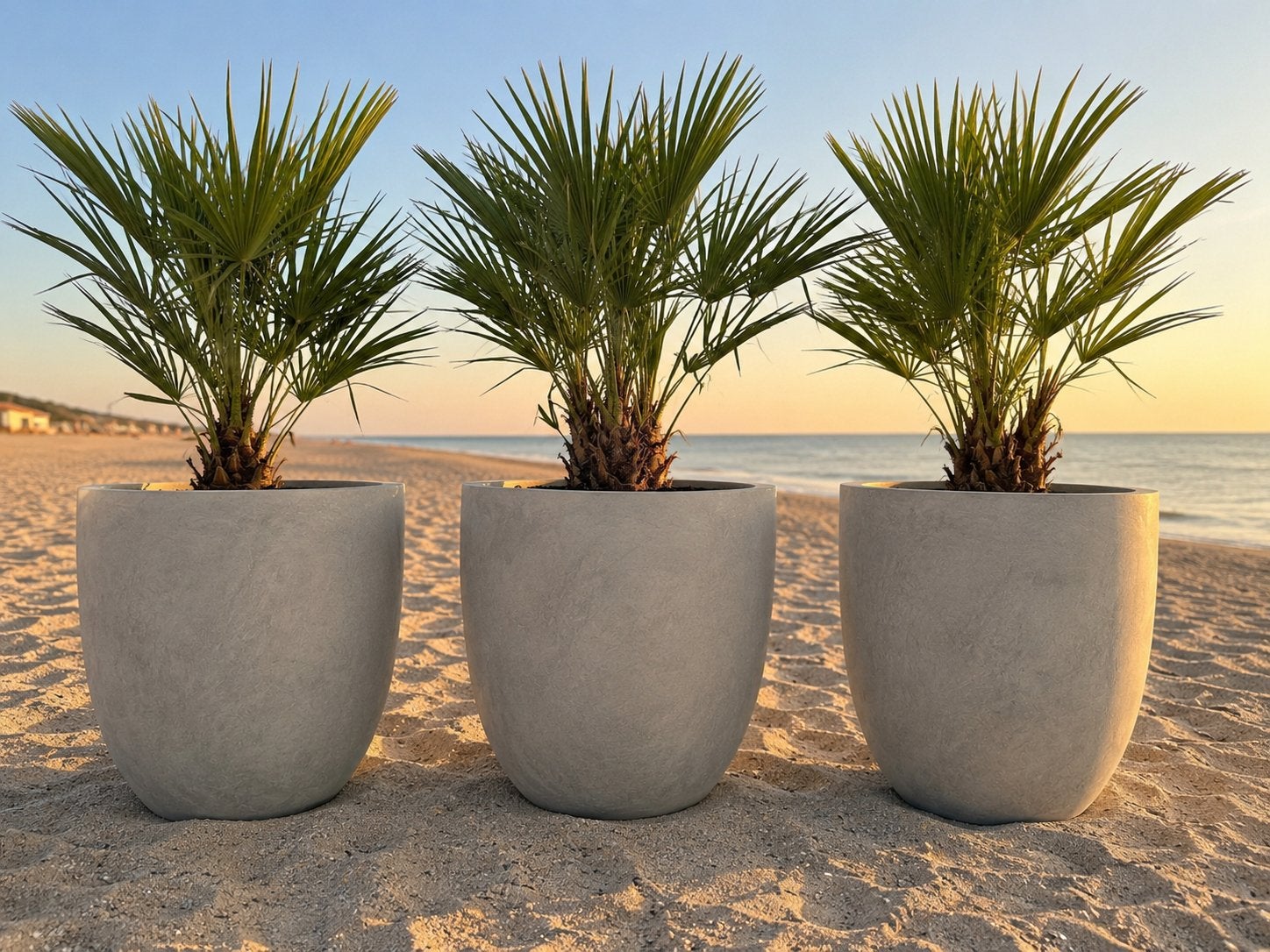 Grote Bloempot Ibiza Stijl Crème - Vorstvriendelijk, Tuin en Terras, Bloempotten, Ophalen, Steen, 40 cm of meer, Rond