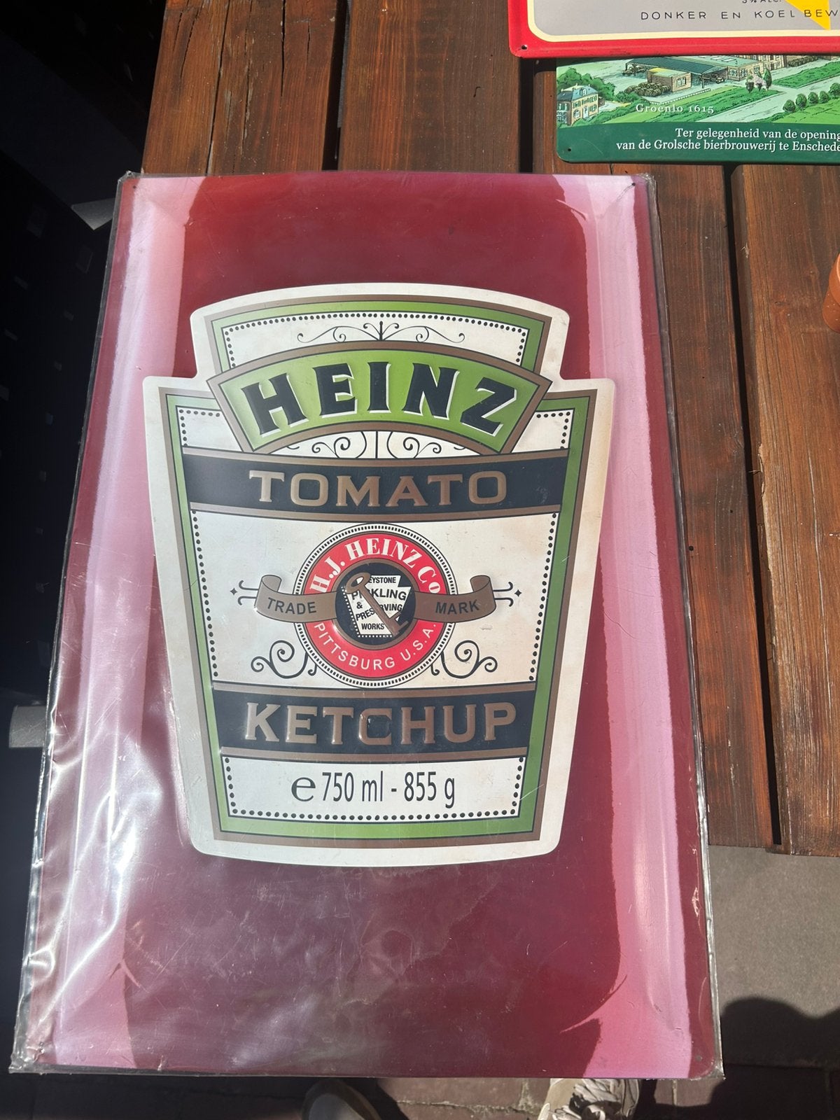 Heinz tomaten ketchup bord, Verzamelen, Ophalen, Zo goed als nieuw, Reclamebord, Plaat of Schild, Overige merken
