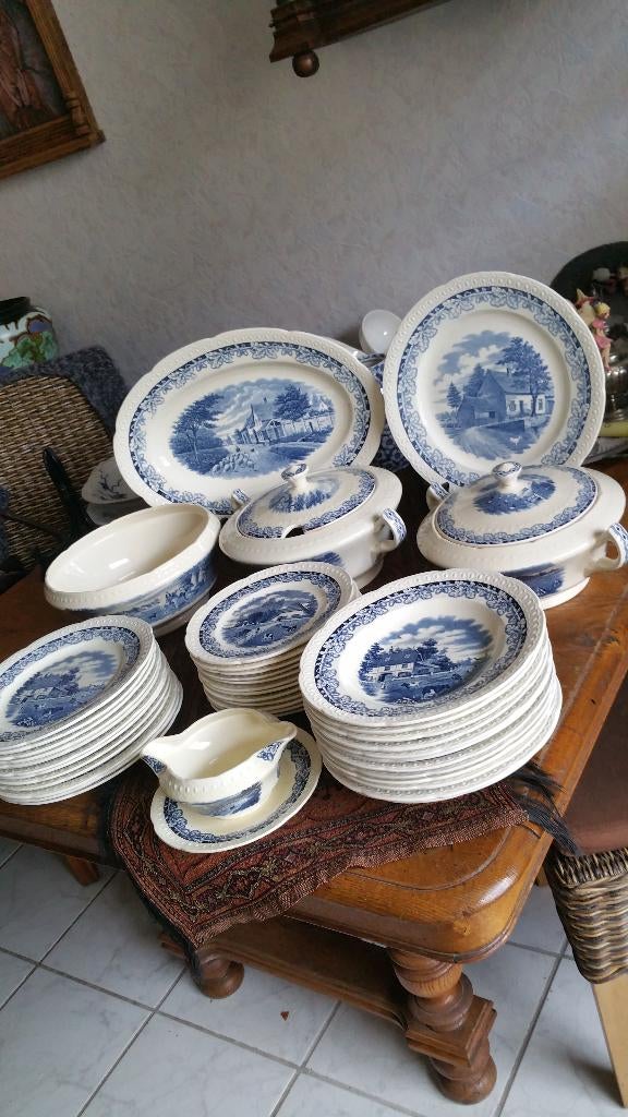 6 persoons eetservies societe ceramique boerenhoeve BLAUW, Antiek en Kunst, Ophalen
