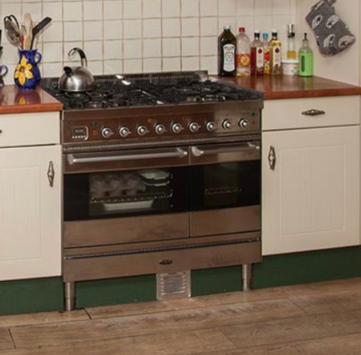 Boretti V94M Professional 90 cm RVS gasfornuis, Ophalen, Gebruikt, 60 cm of meer, Gas