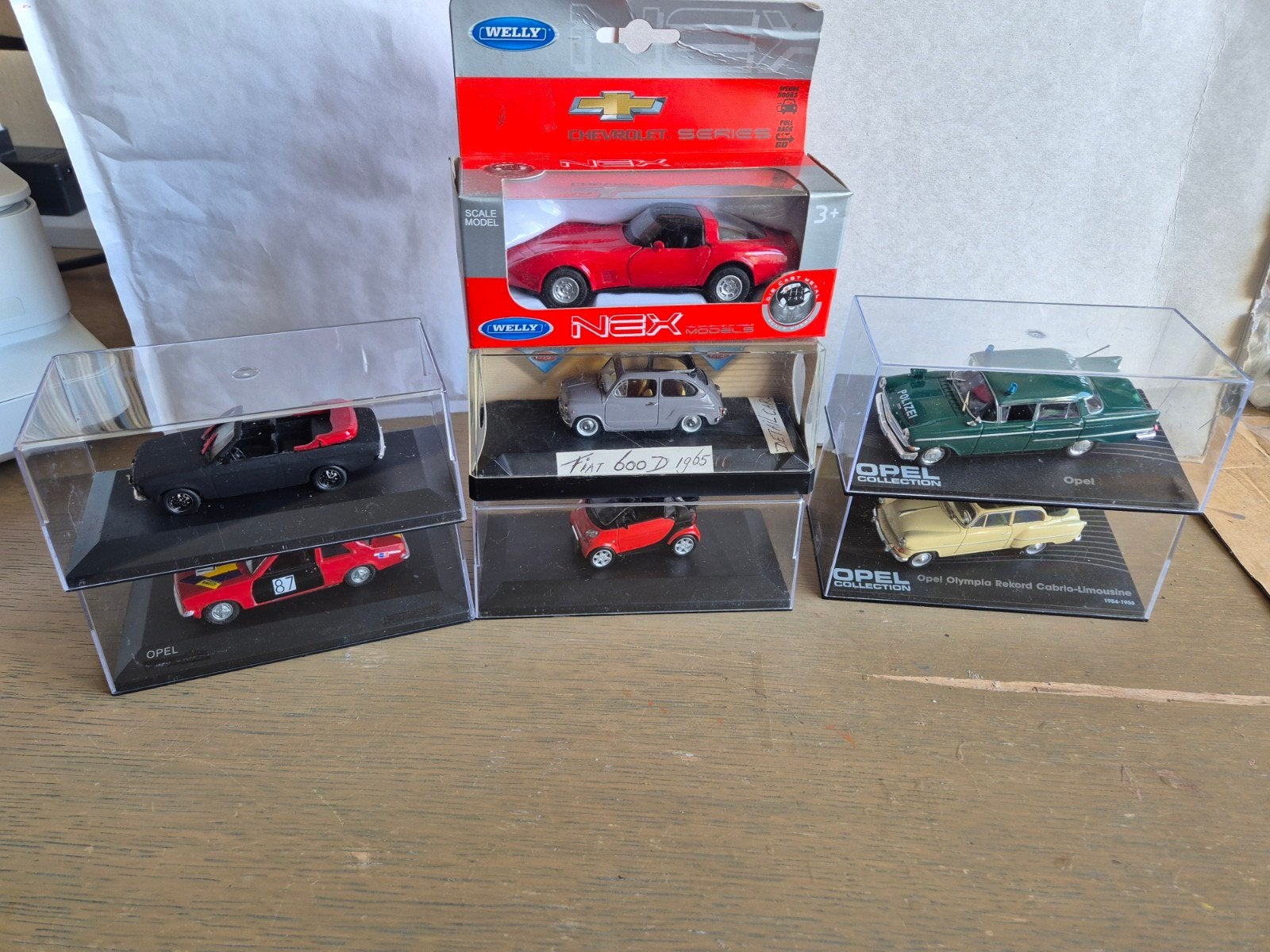 Partij schaalmodellen 1/43: Opel, Fiat, Corvette, Smart, Ophalen of Verzenden, Gebruikt, Auto, Overige merken
