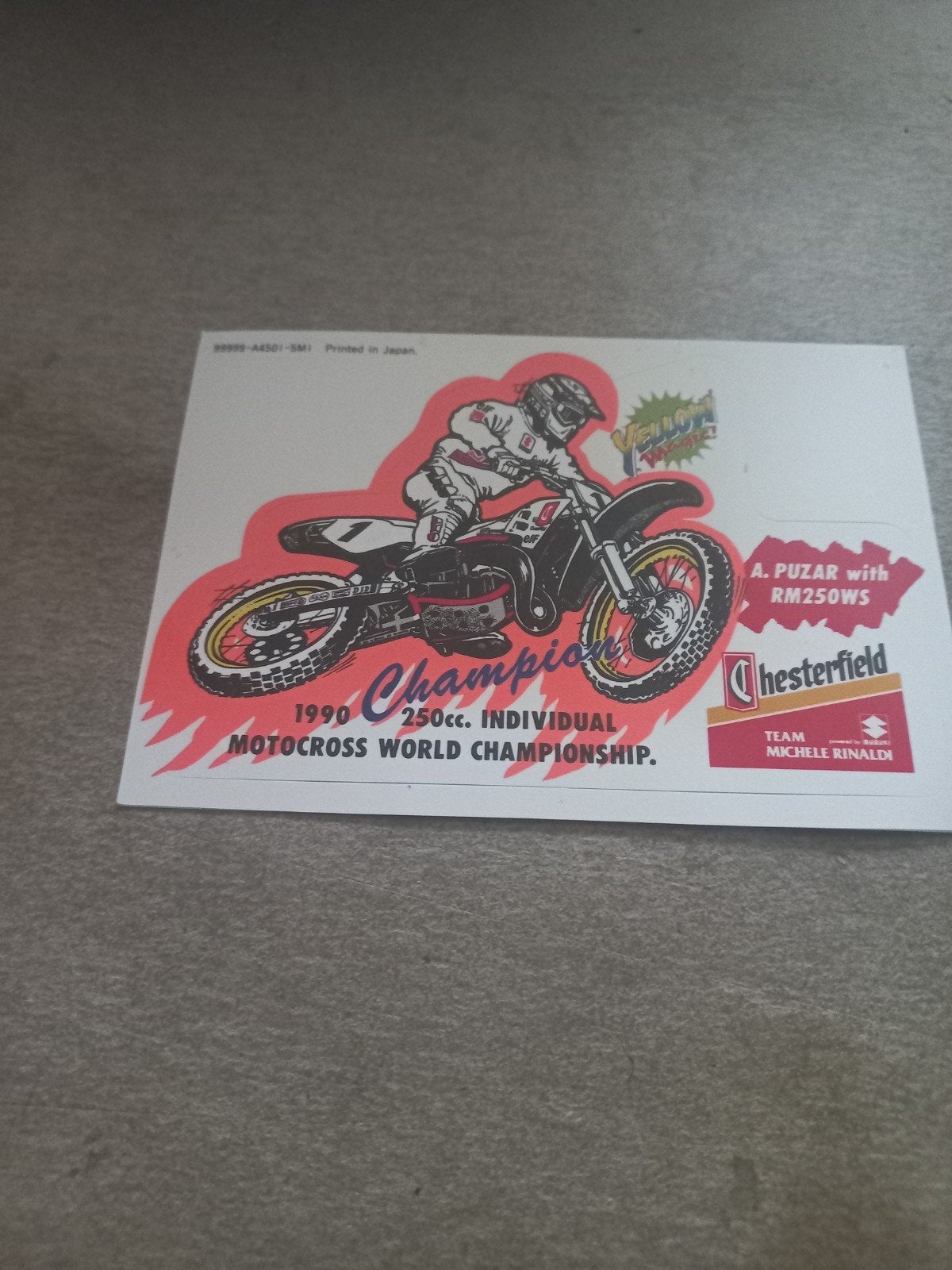 Vintage Motocross Wereldkampioenschap Sticker 1990, Verzamelen, Ophalen of Verzenden, Nieuw, Sport