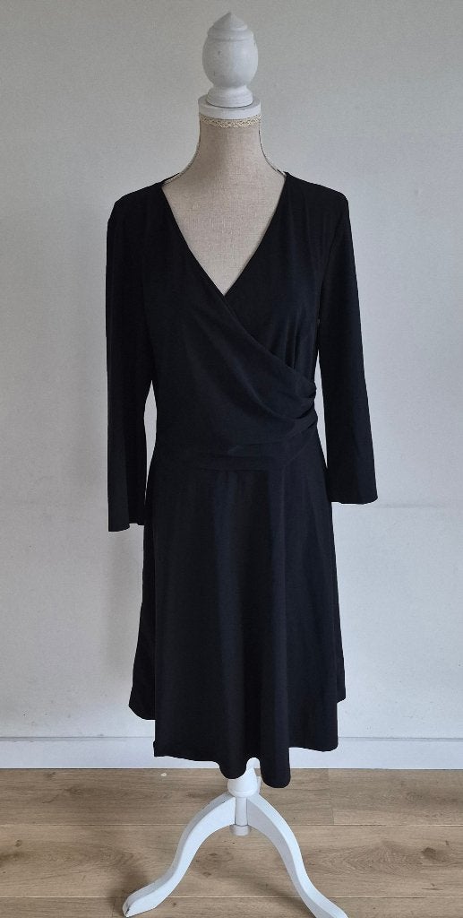 LaDress v-hals jurk zwart L, Verzenden, Zo goed als nieuw, Zwart, Knielengte