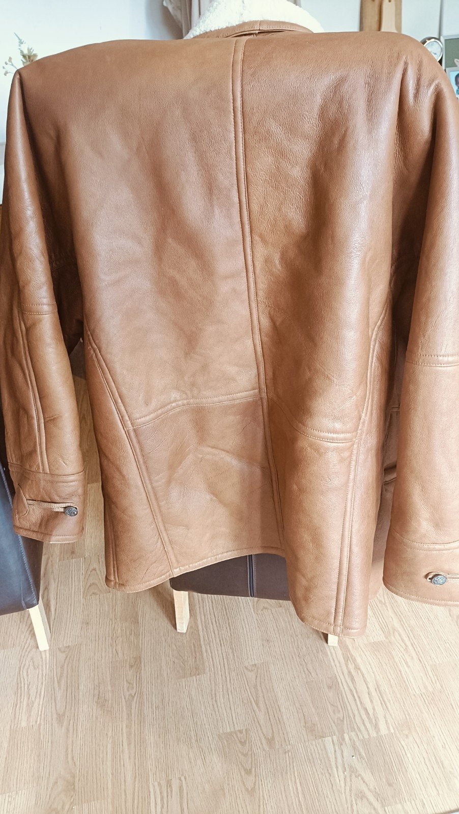 Vintage camelbruine lammy coat met shearling voering, Ophalen, Maat 56/58 (XL), Bruin