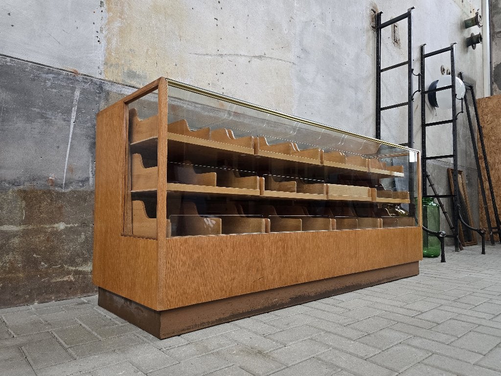 Jaren 60 Duitse Toonbank Vintage Winkel Vitrine Laden Kast 2