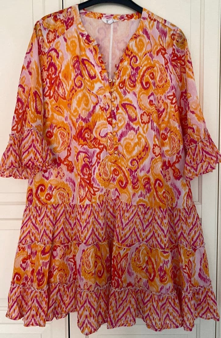 FSTVL katoenen wijde jurk 46, Kleding | Dames, Grote Maten, Verzenden, Zo goed als nieuw, Blauw, Jurk