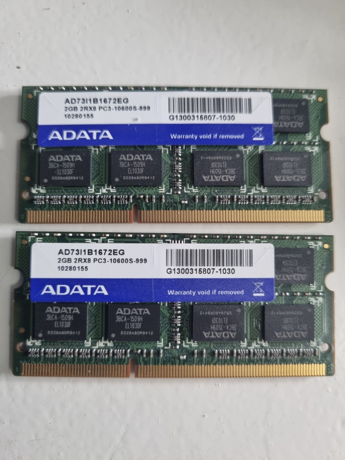 ADATA 2x 2GB DDR3 RAM PC3-10600S Laptop Geheugen, Computers en Software, RAM geheugen, Ophalen, Gebruikt, DDR3, Laptop
