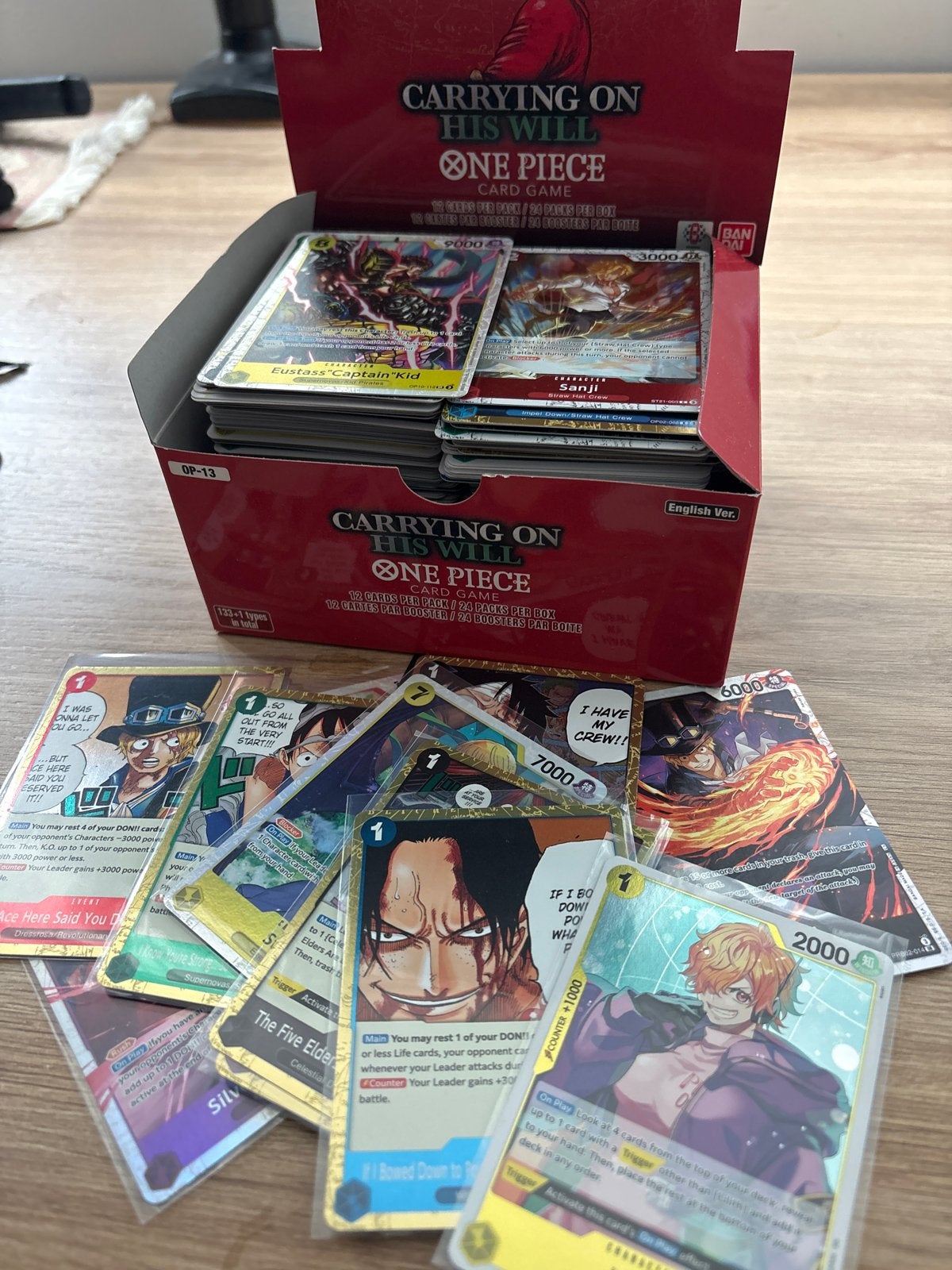 One Piece OP-13 Boosterbox en 2 IB-05 Illustration Box bulk, Ophalen, Nieuw, Meerdere kaarten